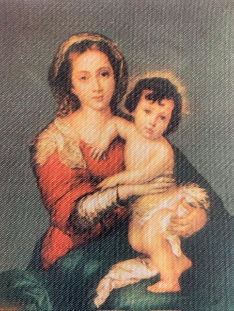 Seidendruckbild Madonna mit Kind