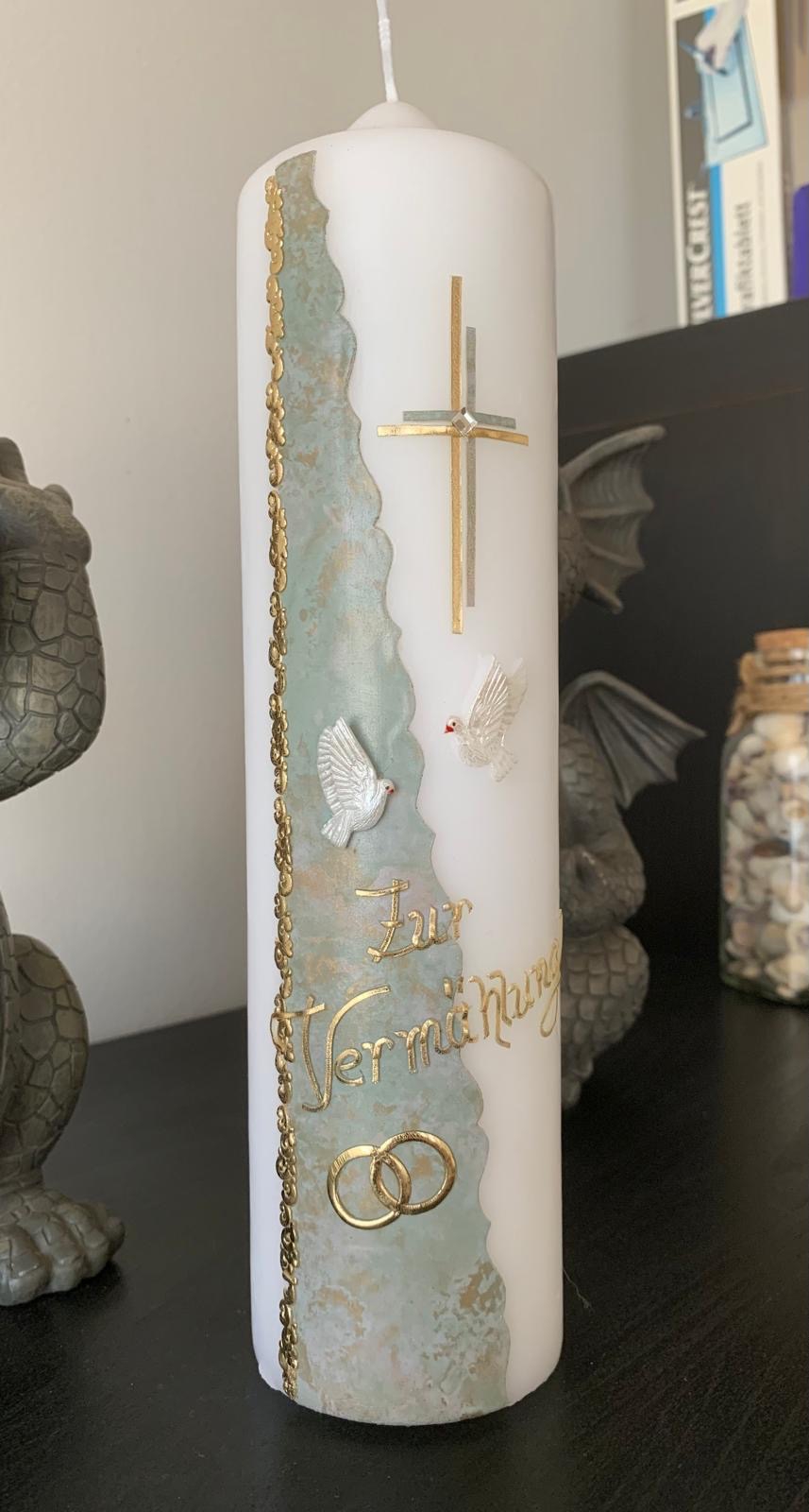 günstige Hochzeitskerze edel verziert