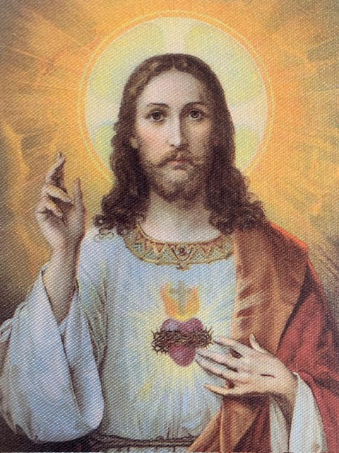 Seidendruckbild Herz Jesu